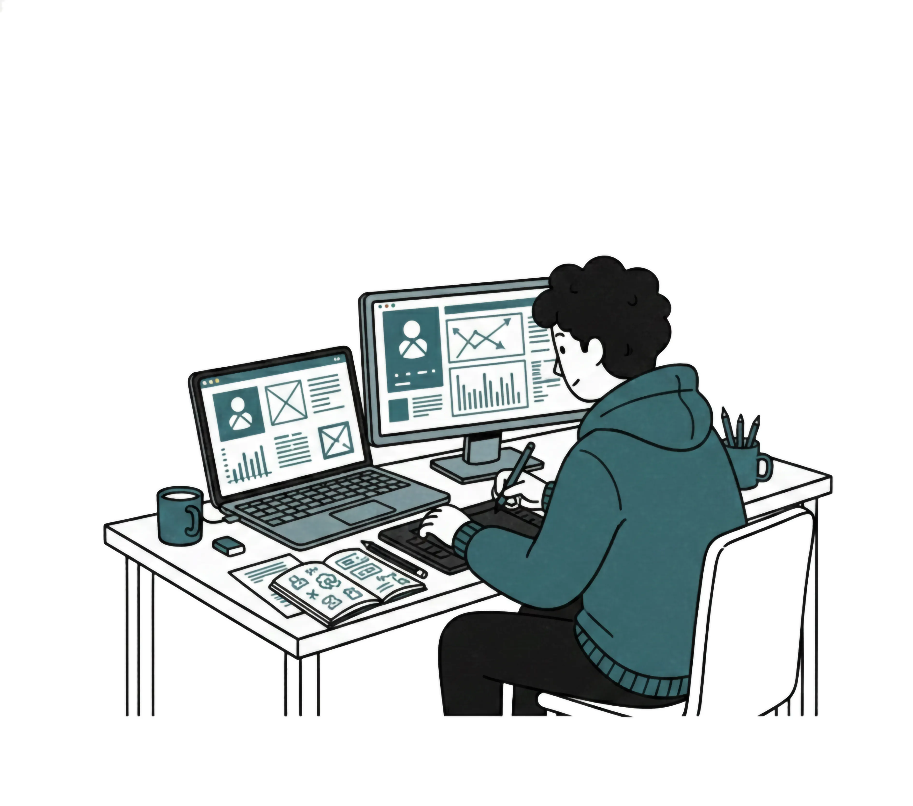 プレゼンテーションをするチームのイラスト